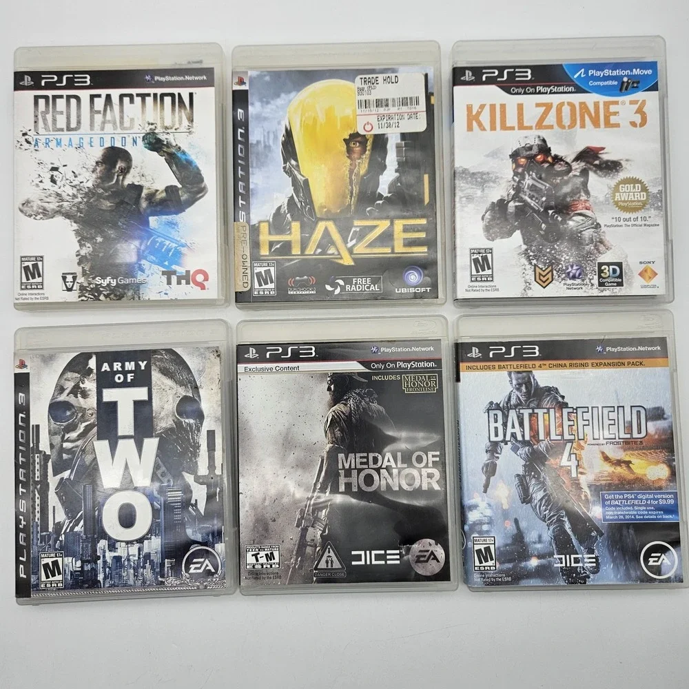 PS3 Killzone 3 Army of Two Haze Battlefield 4 Mix War Games Lot Bundle Lot of 6